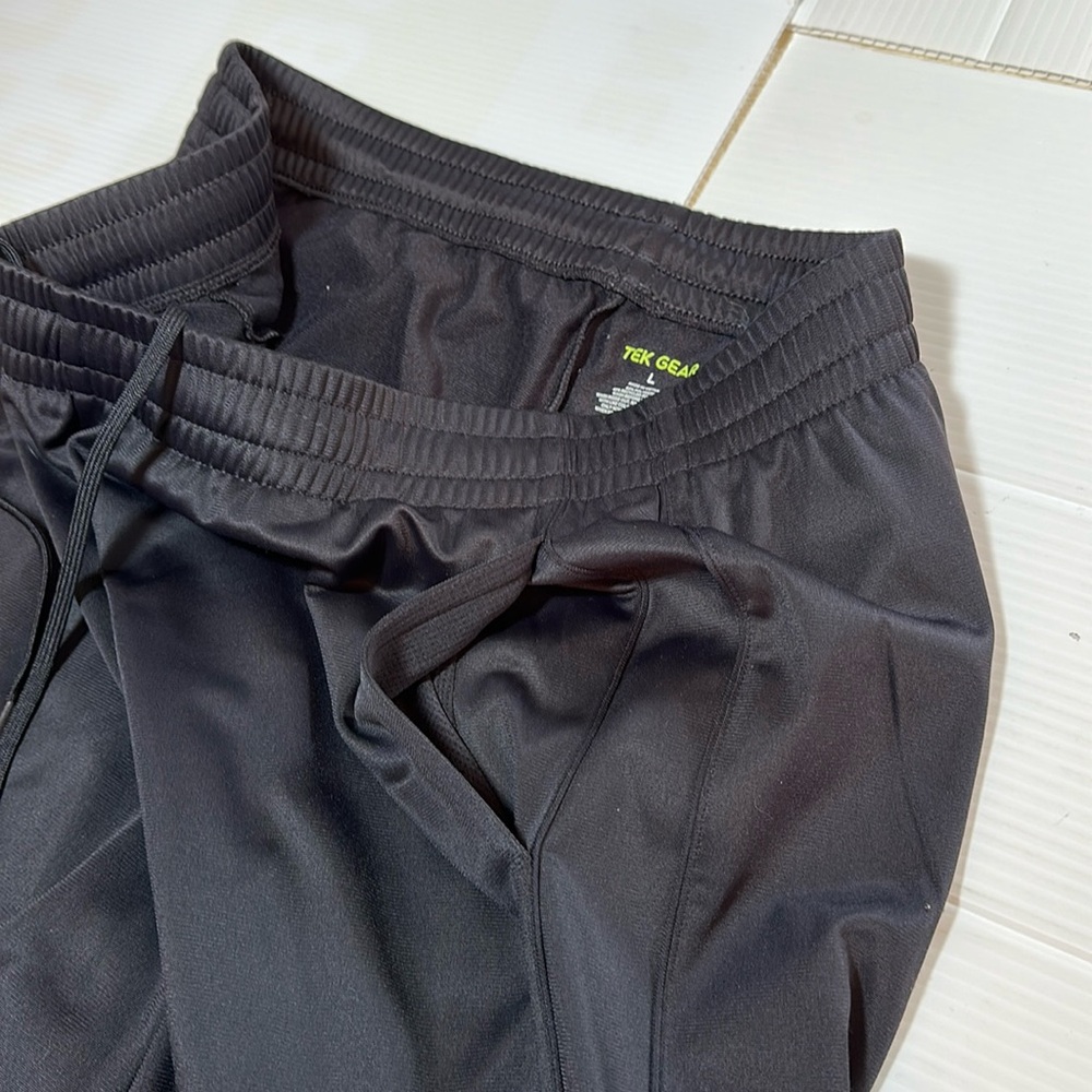 TEK Gear Black Piped Tricot Fleece Lined Training Pants Large NWOT - Picture 8 of 11